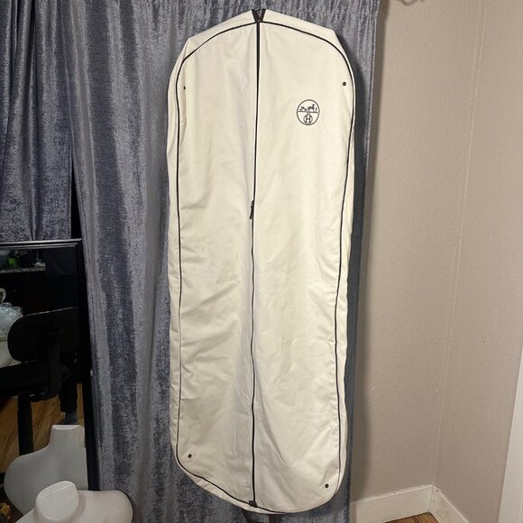 Rare Hermes Cotton Full Length foldable Garment bag with Carrying handles